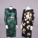 TWO GALANOS PRINTED SILK DRESSES, USA, 1980s