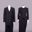 TWO YOHJI YAMAMOTO WOOL OR SILK LADIES SUITS, JAPAN, 1980s &amp; EARLY 2000s
