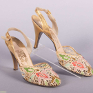 FERRAGAMO MADONNA EMBROIDERED PUMPS, ITALY, 1956