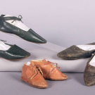 THREE PAIR CHILDRENS REGENCY ERA LEATHER SHOES, 1800-1830s