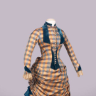 GINGHAM SILK TWILL DAY DRESS, 1889