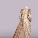 PATTERNED SILK &amp; FAILLE DINNER GOWN,  c. 1888