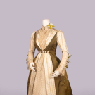 FAILLE &amp; PATTERNED SILK DIRECTOIRE REVIVAL GOWN, c. 1887