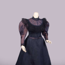 SHOT PATTERNED SILK &amp; FAILLE AFTERNOON DRESS, c. 1887
