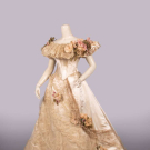 SILK SATIN &amp; BOBBIN LACE EVENING GOWN, NEW YORK, c. 1893