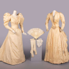 TWO RIBBED SILK WEDDING GOWNS &amp; ACCESSORIES, 1890-1895