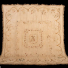 CREWEL EMBROIDERED LINEN BED COVERING, LATE 18TH C