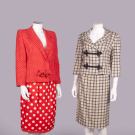 TWO GALANOS OR TRIGERE SKIRT SUITS, USA, 1980s