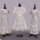 THREE COTTON LINGERIE DRESSES WITH EMBROIDERY OR LACE, 1900-1909
