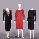 THREE BEADED OR EMBROIDERED PARTY DRESSES, USA, 1980s