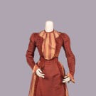 FAILLE  &amp; PATTERNED SILK AFTERNOON DRESS, c. 1900