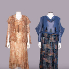 TWO PRINTED SILK AFTERNOON OR PARTY DRESSES, 1922-1930