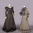  TWO BLACK &amp; WHITE WOOL DAY DRESSES, ENGLAND &amp; USA, 1900-1906