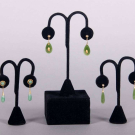  THREE PAIR JADEITE OR IMITATION EAR DROPS, MID-LATE 20TH C