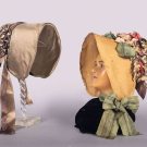 ONE LEGHORN &amp; ONE HALF MOURNING BONNET, c. 1840-1845