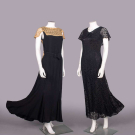 TWO BLACK SILK OR LACE EVENING DRESSES, 1930s