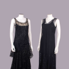 TWO BLACK LACE &amp; CREPE CHIFFON EVENING DRESSES, LATE 1920-EARLY 1930s
