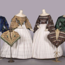  FOUR PATTERNED SILK BODICES &amp; PELERINES, C. 1852-1857