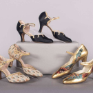THREE PAIRS OF METALLIC EVENING SHOES, WANAMAKER, NEW YORK, 1920S