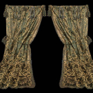GREEN SILK DAMASK CURTAINS, C. 1860S