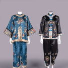 TWO PAIRS OF EMBROIDERED SILK EXPORT PAJAMAS, CHINA, 1930S &amp; 1950S