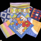SIX SCHIAPARELLI SILK SCARVES, MID 20TH C