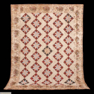 EIGHT POINTED STAR HANDSTITCHED QUILT W/ CHINTZ BORDER, 1840s