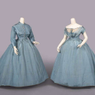BOMBAZINE GOWN WITH DAY &amp; EVENING BODICES, PARIS, 1867