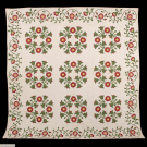 FLORAL WREATH PADDED APPLIQUE QUILT, C. 1845 - 1850