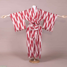 RED &amp; WHITE IKAT KIMONO, MID 20TH C