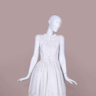 WHITE LINEN &amp; LACE DAY DRESS, 1950s