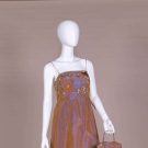 Y2K ORANGE &amp; VIOLET CHANGEANT TAFFETA PARTY DRESS &amp; PURSE, 2000s