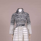 MCQUEEN BLACK &amp; WHITE STRIPED TRENCH COAT, 2000s
