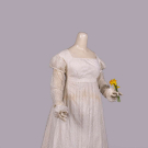EMBROIDERED SPRIGGED MULL DRESS, C. 1816