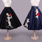 TWO POODLE APPLIQUE CIRCLE SKIRTS, 1950s