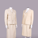 TWO CHANEL OR GALANOS CREAM WOOL SKIRT SUITS, PARIS &amp; USA, 1970s &amp; 1980s