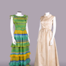 2 OSCAR DE LA RENTA &amp; UNLABELED COUTURE SILK EVENING DRESSES, 1964 &amp; 72-75