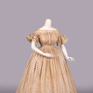 ROLLER PRINTED COTTON DAY DRESS, EARLY 1850s