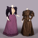 TWO VELVET OR BOMBAZINE DAY DRESSES, c. 1891-1896
