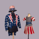 PATRIOTIC CHILDS DRESS &amp; UNCLE SAM PARADE COSTUME, USA, EARLY 20TH C