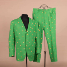CHIPP NEW YORK GREEN LINEN FOX SUIT, 1971