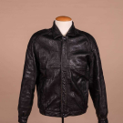 BLACK LEATHER BOMBER JACKET, 1980s