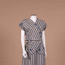 STRIPED CHAMBRAY DAY DRESS, C. 1948