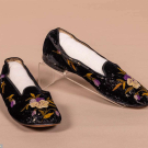 GENTS’ EMBROIDERED VELVET PANSY SLIPPERS, 1870s