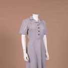 HICKORY STRIPED UNIFORM DRESS W/ WORKWEAR BUTTONS, LATE 1930s