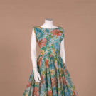WATERCOLOR FLORAL PARTY DRESS, C. 1960