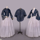 BLUE SHOT SILK DAY &amp; EVENING BODICES WITH MATCHING MANTLE, C. 1845