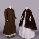 EMBELLISHED BROWN WOOL COAT &amp; SILK VELVET CLOAK, C. 1908 &amp; C. 1860