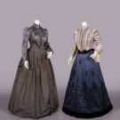 TWO PATTERNED SILK VISITING DRESSES, C. 1890s