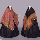 ONE KASHMIR AND ONE JAQUARD WOVEN PAISLEY SHAWLS, MID 19TH C